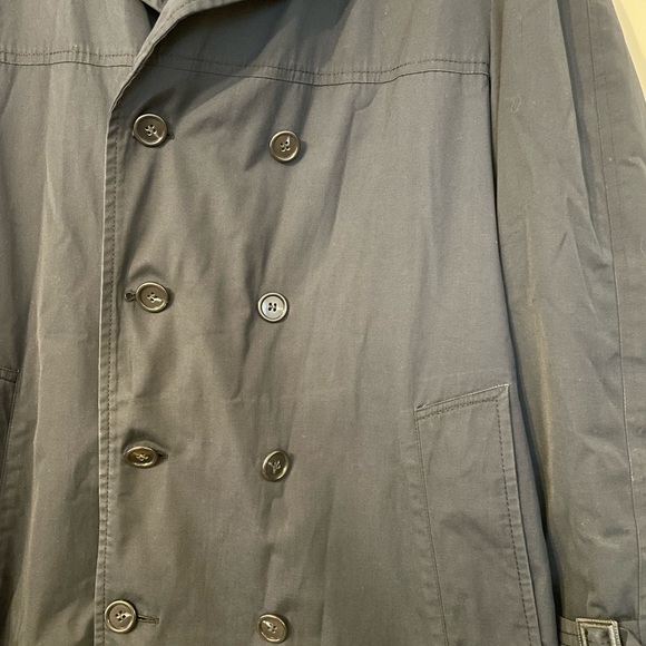 London fog vintage navy blue double breasted maincoat with red liner - Picture 8 of 12